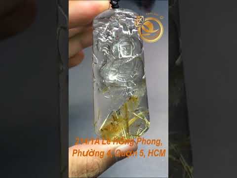 Mặt dây chuyền Phật DI LẶC đá THẠCH ANH Vàng