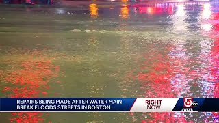 Water main break floods Boston streets