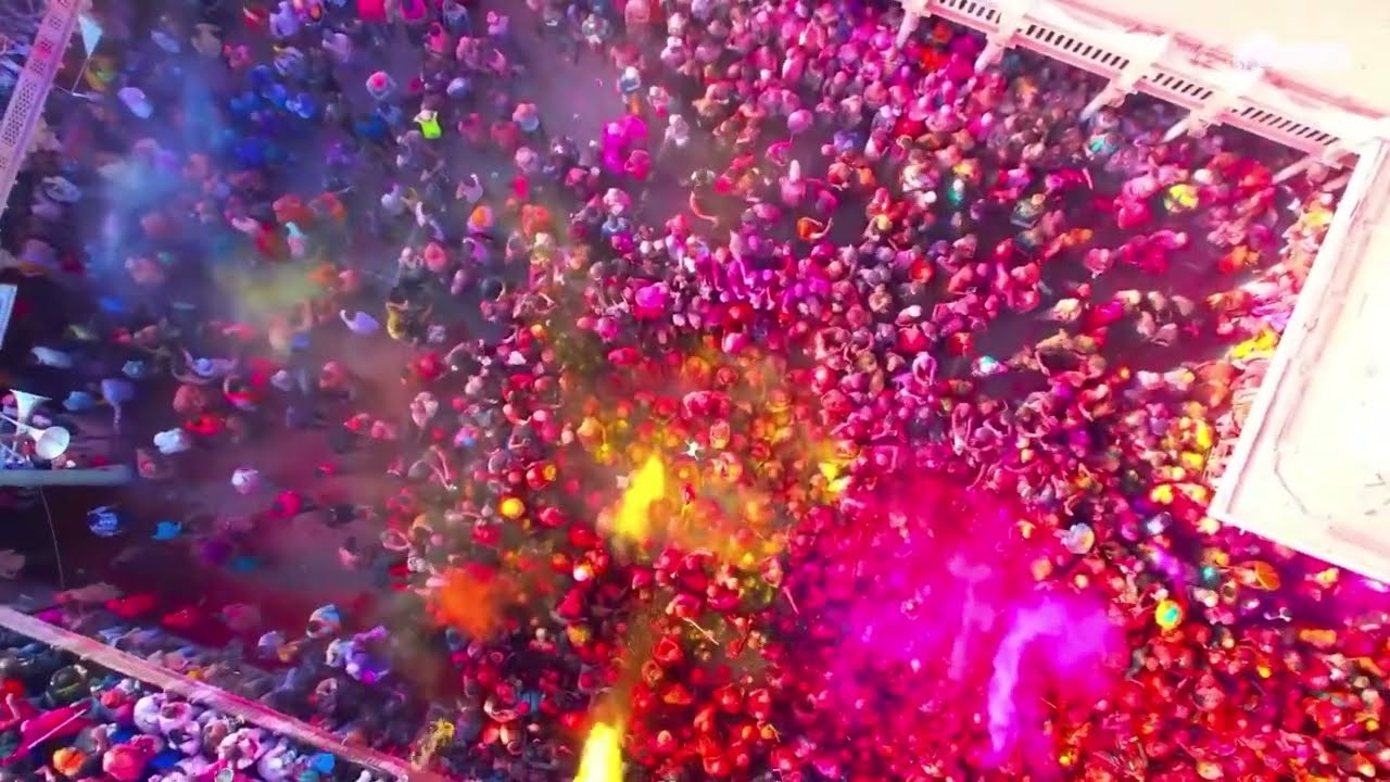 Holi || Vrindavan Holi Celebrate Drone View Colourful Holi || INDIAN HOLI DRONE VIEW ||