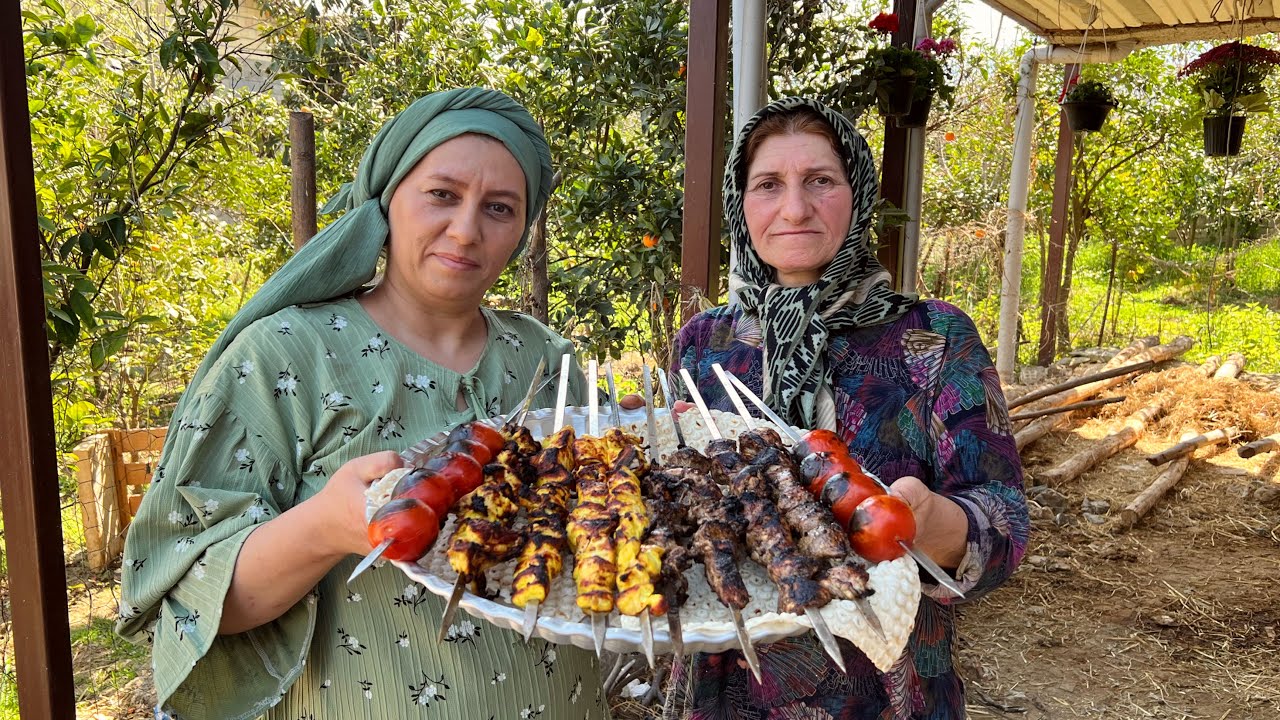 Village life Style Iran: Making Tasty Chicken Kebab & Celebrating The (Chaharshanbe Suri) in Iran!