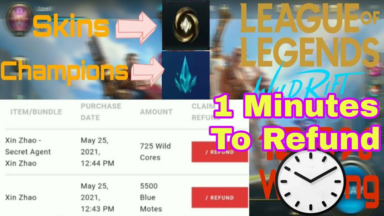 How Refund Skins and Champions on Wild Rift | How to Refund Wild Cores and Blue on WildRift - YouTube