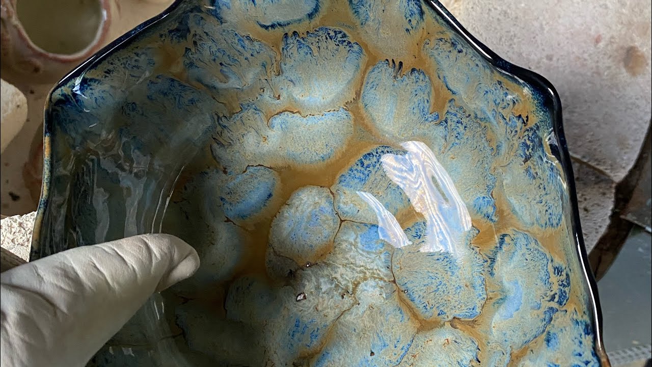 Kilnopening!! Frozen pond technic! @AMACOBrent @MaycoColors spectrumglazes