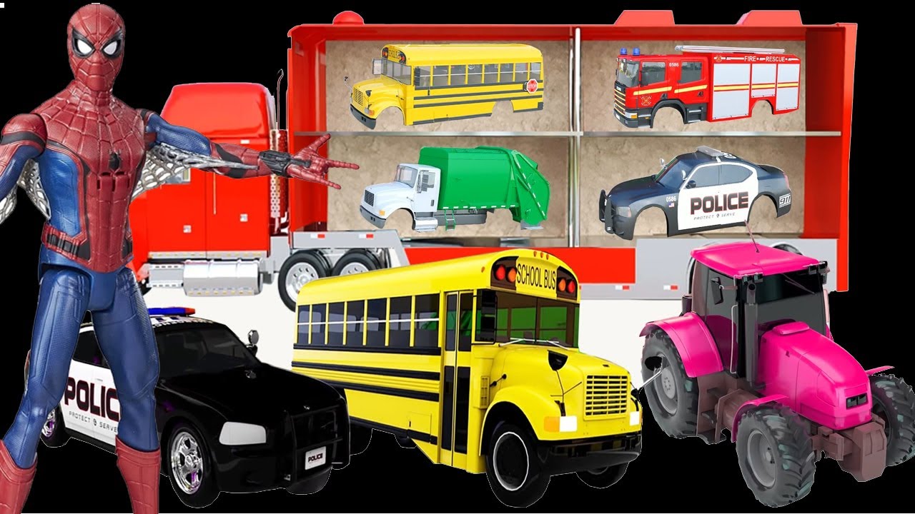 Learn Colors with 9 Street Vehicles Soccer Ball Flying Toy Cars