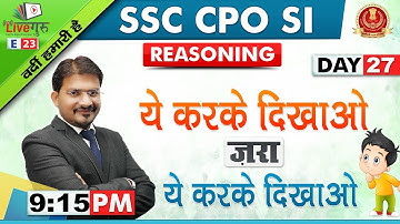 Miscellaneous Questions | Tricks | Reasoning | SSC CPO SI 2019 | 9:15 PM