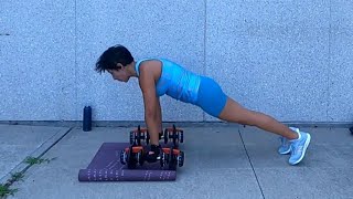 Dumbbells exercises: DB burpee & squat to press. Two full body exercises.