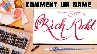 Rich Kidd Name Signature Calligraphy Status | How to Draw, Cursive Calligraphy with Cut Marker