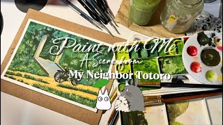 painting a dreamy studio ghibli scenery 🎨 cloud landscapes & slow living | silent art vlog ✨