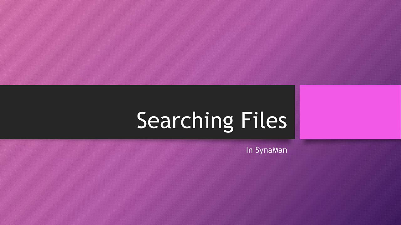Search Feature in SynaMan