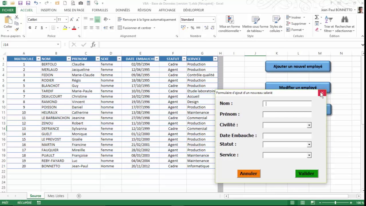 Excel VBA - Comment gérer une Base de Données (BD) - YouTube