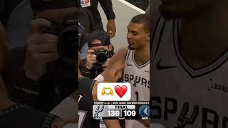 Rudy Gobert & Victor Wembanyama embrace after Spurs clinch the series