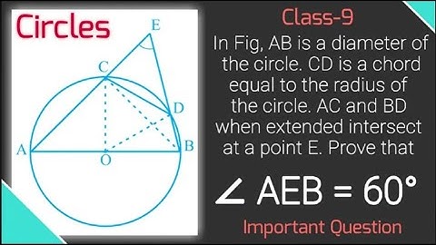 AB is a diameter of the circle, CD is a chord equal to the radius of the circle. Prove that ∠AEB=60°