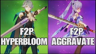 F2P Alhaitham hyperbloom team x F2P Keqing aggravate team