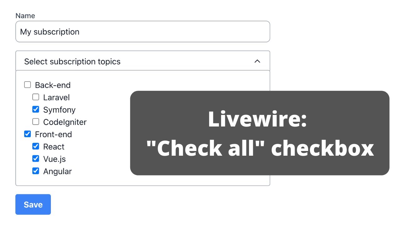 array_values  Update 2022  Livewire: Multi-Level Checkboxes with \