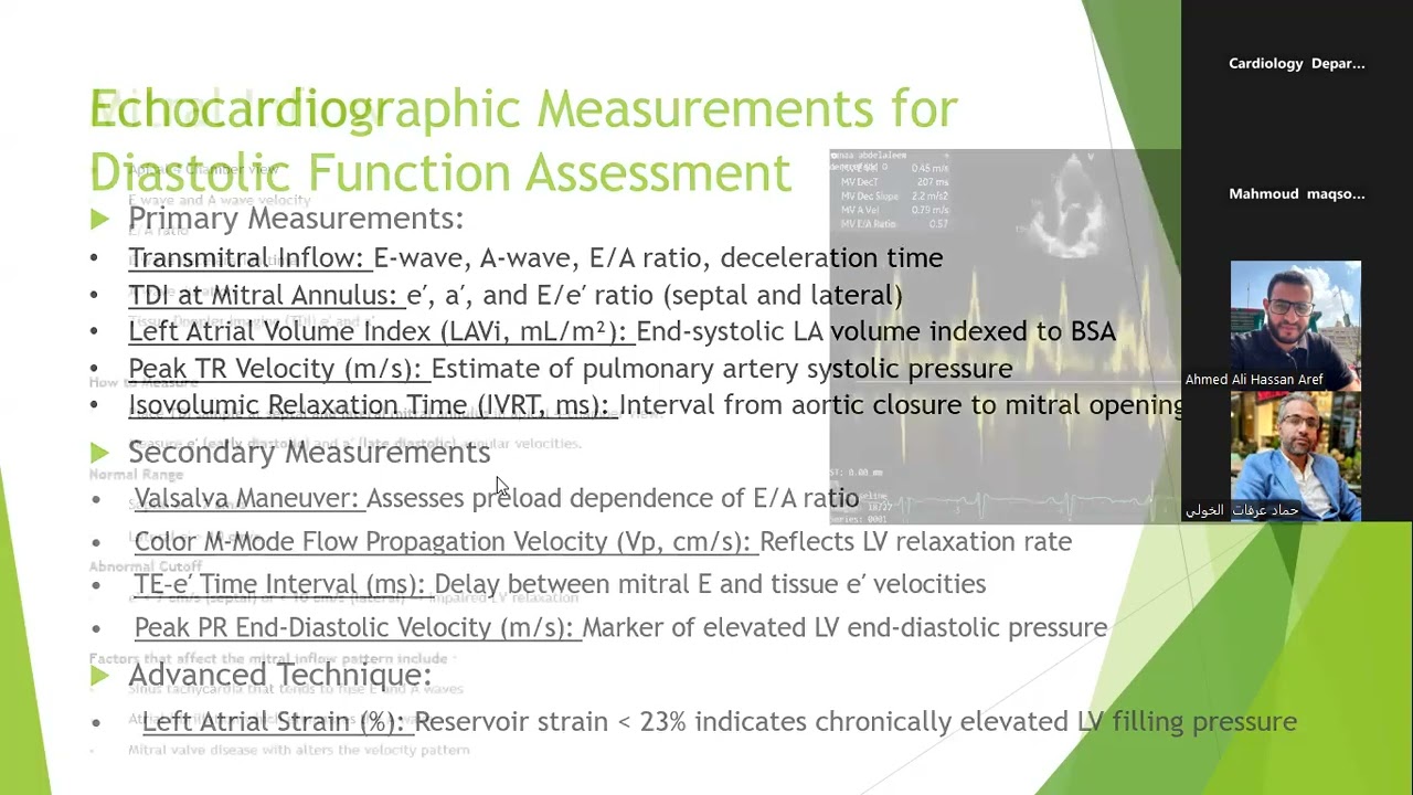 Echo conference- 12/11/2025 - Assessment of diastolic function -Dr. Ahmed Saad