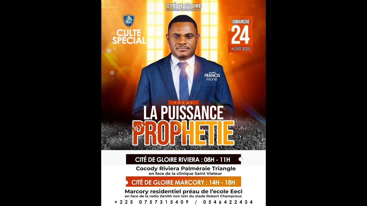 🔥Cité de Gloire Bienvenue à notre Culte avec Prophète  Moné Thème : 