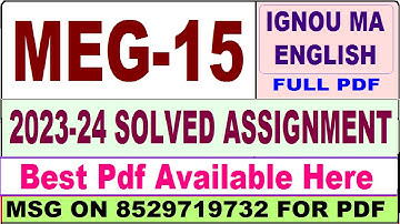 MEG 15 solved assignment 2023-24 || meg 15 solved assignment 2024 || ignou meg 15 assignment 2023-24