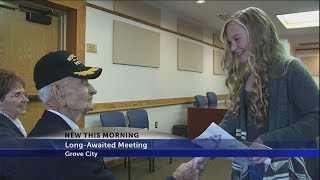 97-year-old veteran meets girl who wrote ‘Thank you’ letter