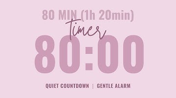 💗 1 Hour 20 minute: 80 Minute Quiet Countdown Timer ⌛ Gentle Alarm ⏰ Aesthetic Pastel Pink