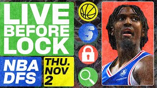 NBA DFS Deeper Dive \& Live Before Lock (Thursday 11\/2\/23) | DraftKings \& FanDuel NBA Lineups
