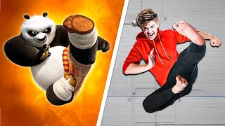 We Tried Kung Fu Panda Stunts In Real Life!  Challenge