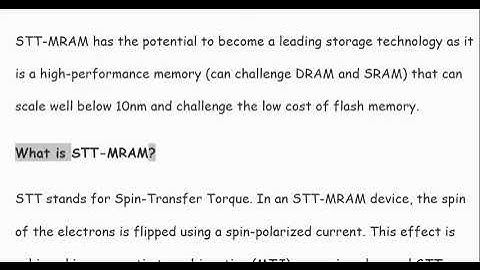 What is STT MRAM?  Spin transfer torque magnetic explained