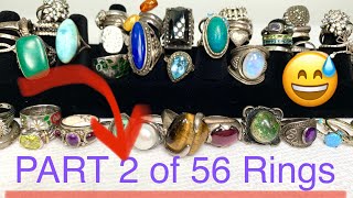 💖 HUGE LARIMAR TIGER EYE AMBER ➡️ 56 RING UNBOXING Ep2 #Jewelryunboxing  #ringsale #gemstone