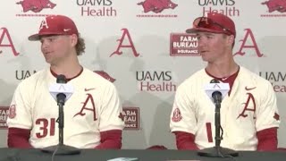 Dylan Carter, Ross Lovich, Ty Wilmsmeyer postgame - Arkansas 18, McNeese State 5