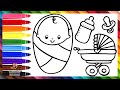 Dibuja y Colorea Un Bebé Con Accesorios 👶🍼🌈 Dibujos Para Niños