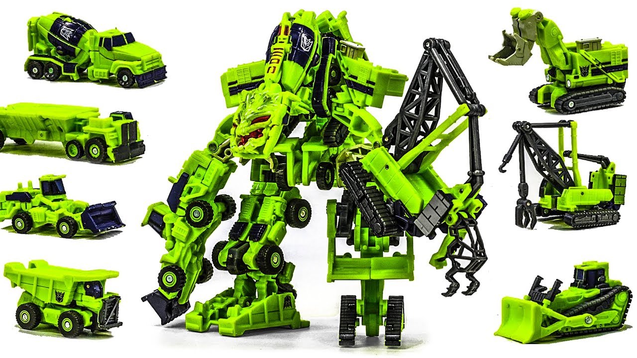Green Movie Constructicon EZ Devastator 7 Robot Combine Vehicle Toys - YouTube
