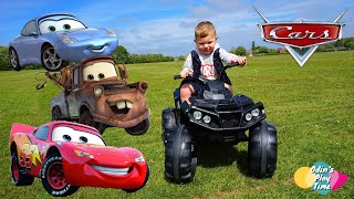 Power Wheels Ride on Quad Bike Car for Kids | Disney Cars Lightening Mcqueen Toys at the Park