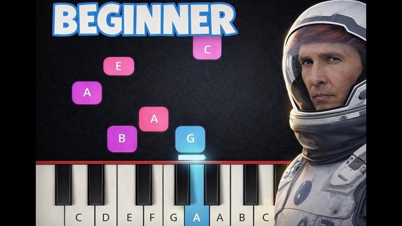 Interstellar - Hans Zimmer / BEGINNER PIANO TUTORIAL / PLAY-ALONG