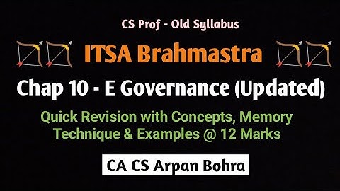ITSA CS Professional E-Governance Updated for July 2020 with Concepts, Memory Technique & Examples