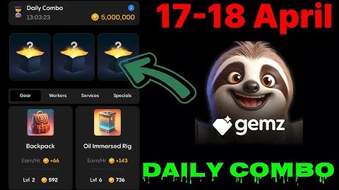 Gemz daily combo today 17 & 18 April | Gemz daily combo card | today Combo gemz | #gemz  #combo |