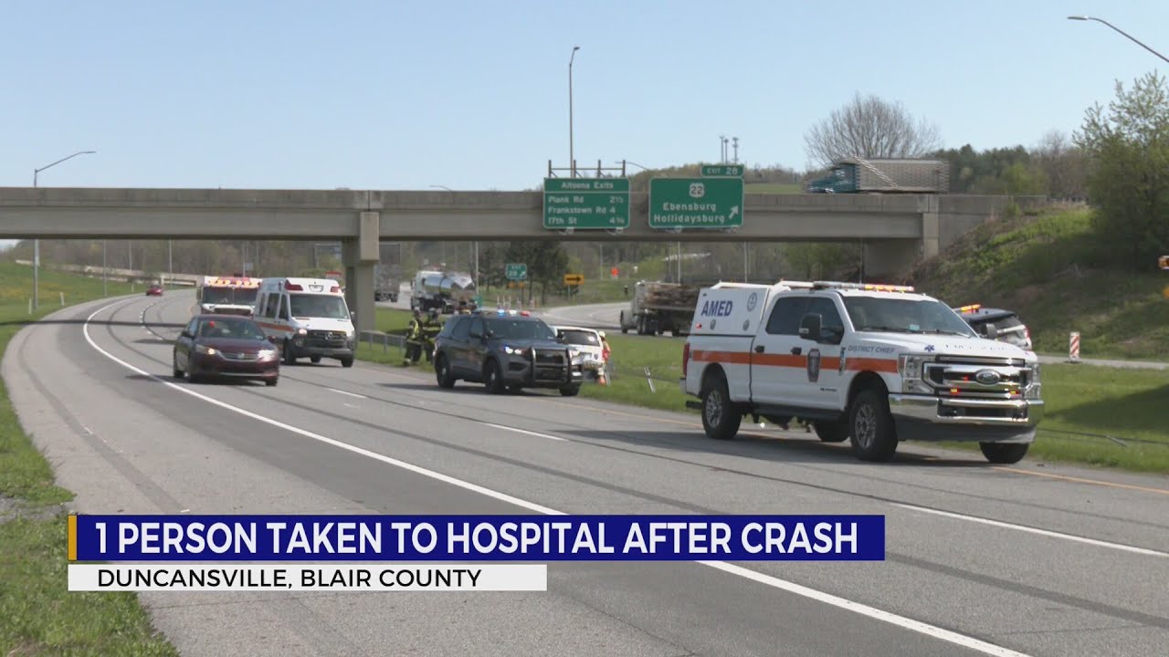 One person taken to hospital after crash in Blair County - YouTube