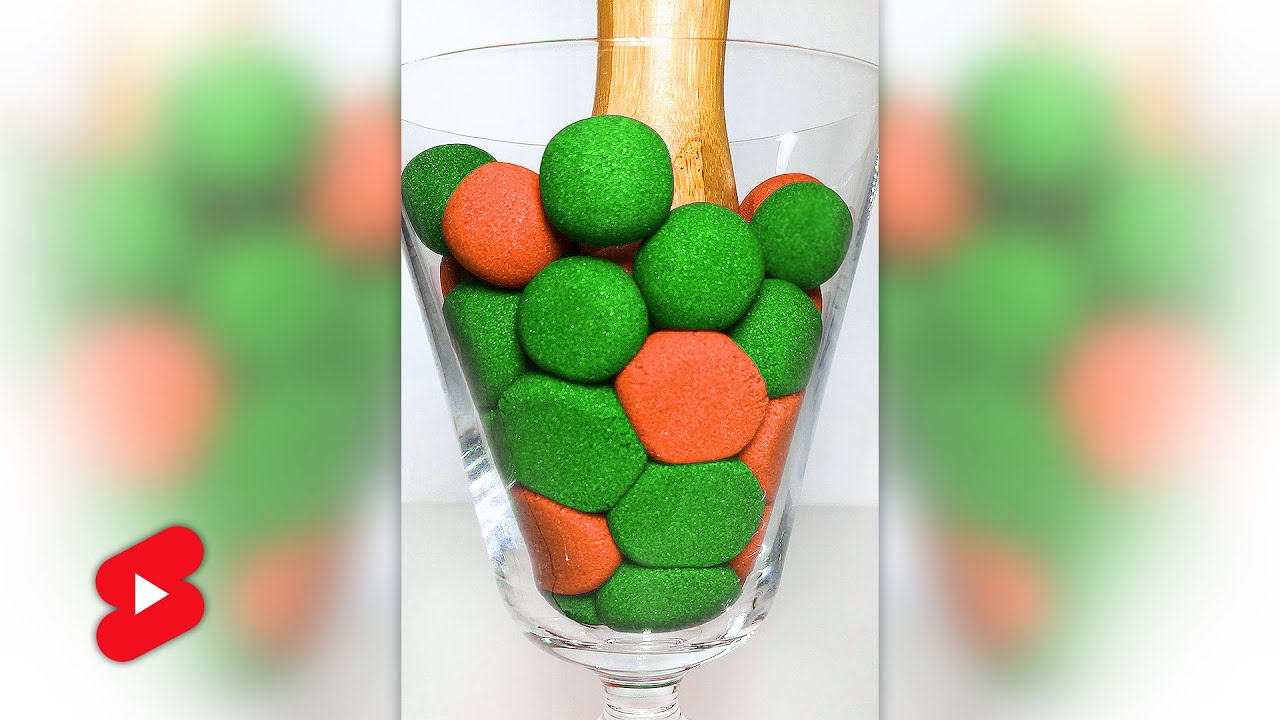 Colorful Balls Drop and Squish Kinetic Sand Satisfying 