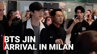 BTS Jin Arrival in Milan Italy For Gucci Fashion Show | jin 진 in Milan Fashion Week 2025