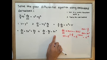 Solve the given differential equation using embedded derivatives: 4/3(xy^3)dy/dx = x^3 + y^4