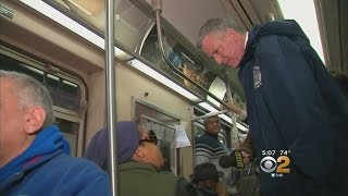 Mayor De Blasio Rides The Subway