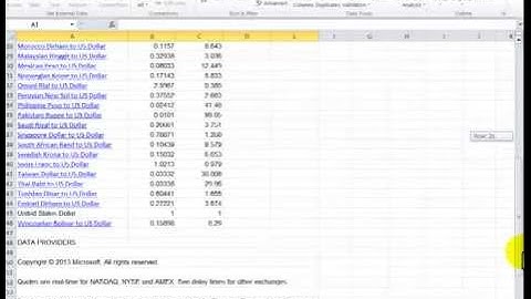Obtain current stock prices in an Excel Spreadsheet
