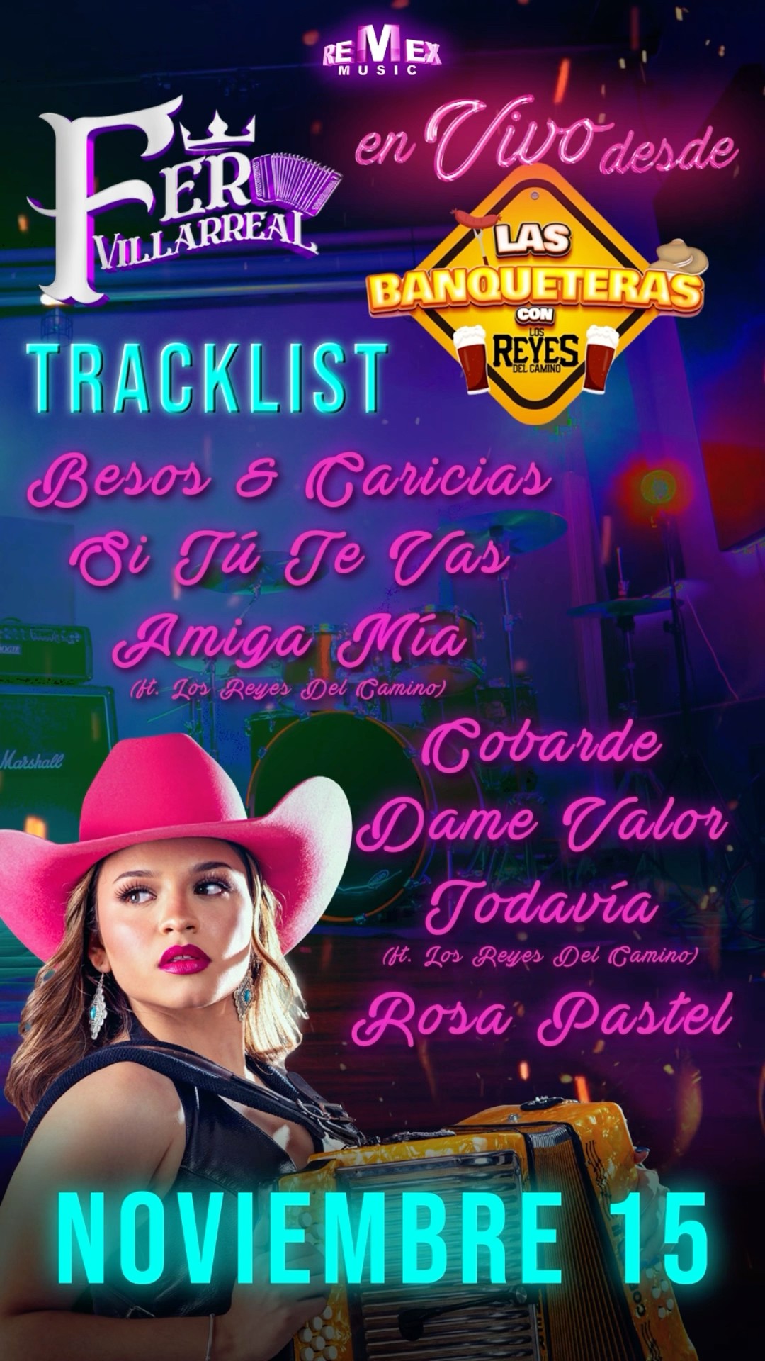 ? NOVIEMBRE 15 ?Fer Villarreal llega este viernes con #EnVivoDesdeLasBanqueteras ??