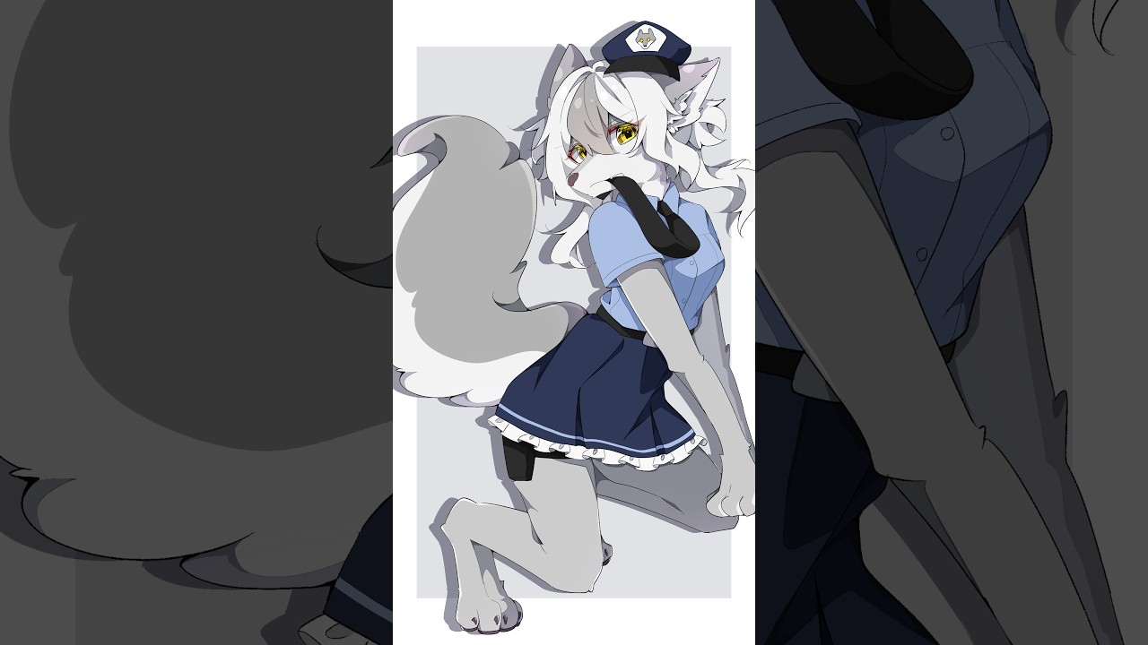 いぬのおまわりさんなocブランシュちゃんのタイムラプス #イラスト #イラストメイキング #タイムラプス