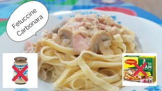 Fettuccine Carbonara Simple Tanpa Sos Prego Dan Kiub Ayam Youtube