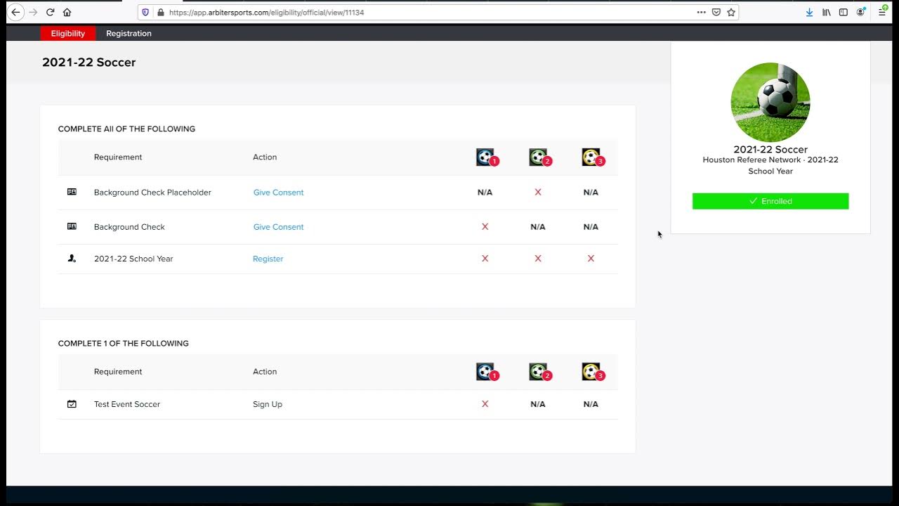 Eligibility as an Official in ArbiterSports YouTube