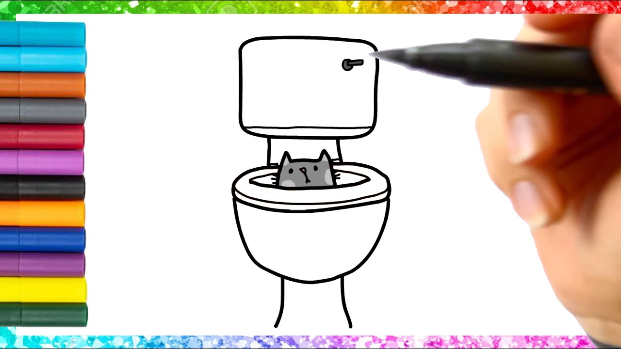 How to draw cat on the toilet Drawing Tutorial Art YouTube