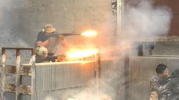 「少年少女映画」戦闘シーン　プロップガン発砲