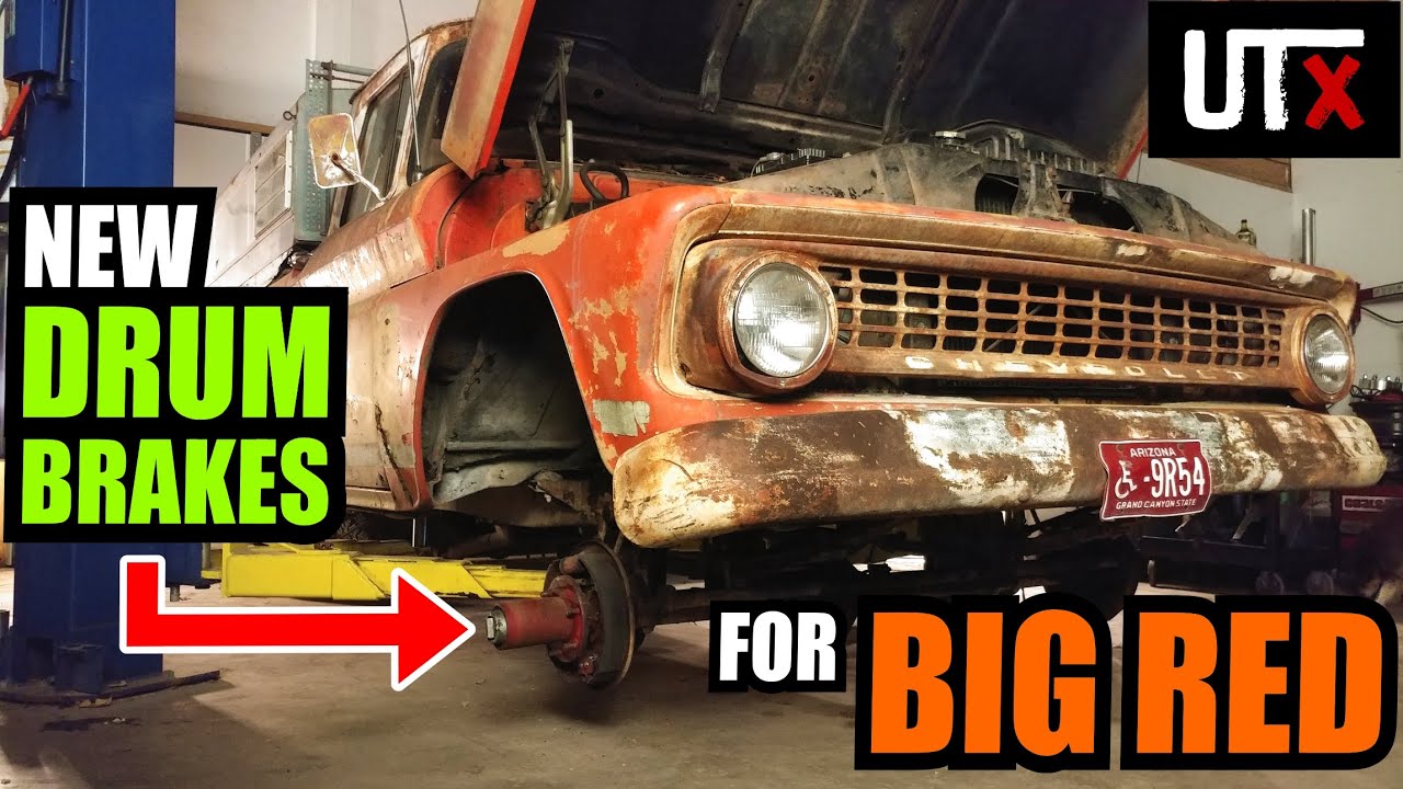 BRAKES for BIG RED Replacing + Adjusting DRUM BRAKES 1963 Chevy K10
