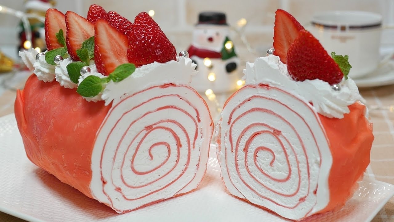 Strawberry Crepe Roll Cake YouTube strawberry-crepe-roll-cake-youtube