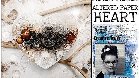 Altered paper heart by Kasia Salmanowicz for Finnabair