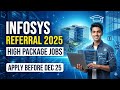 Infosys fresher hiring program 2025 | High Package Jobs for Freshers | Apply Before Dec 25 #infosys
