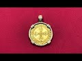 French 15th century king charles viii gold ecu cross coin 18k diamonds pendant